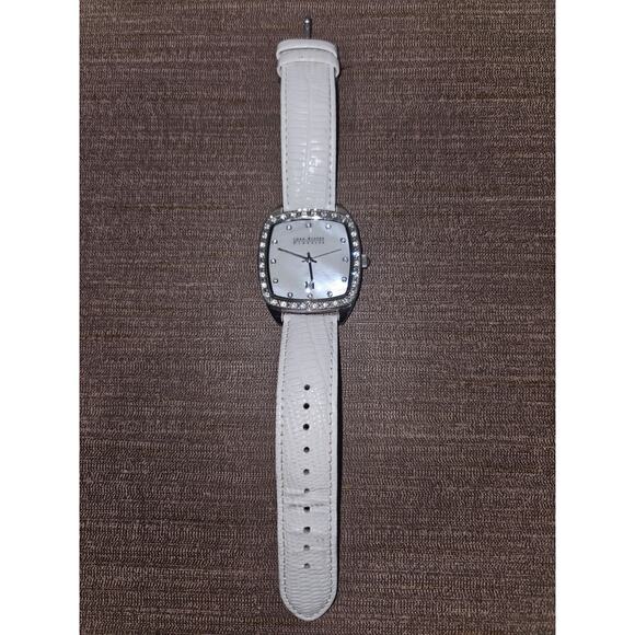 Joan Rivers Classics Collection Quartz Watch Leather Silver White Pave - Picture 3 of 7
